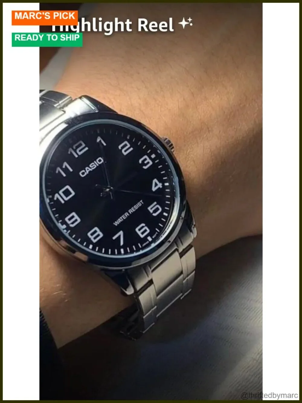 Standard Stainless Steel Easy Reader Black Dial Watch